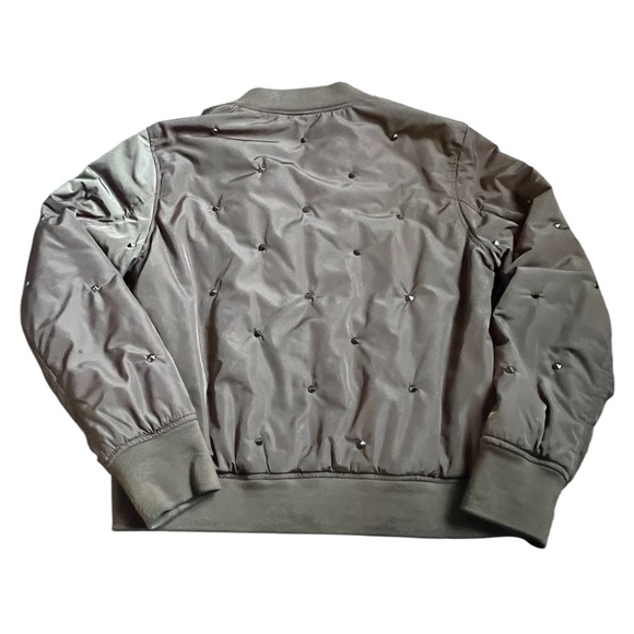 Nanette Lepore Olive Green Studded Bomber Jacket Army Green Size Large - Picture 5 of 5